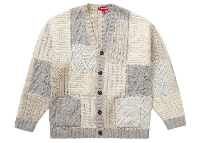 Supreme Patchwork Cable Knit Cardigan Ivory Wit