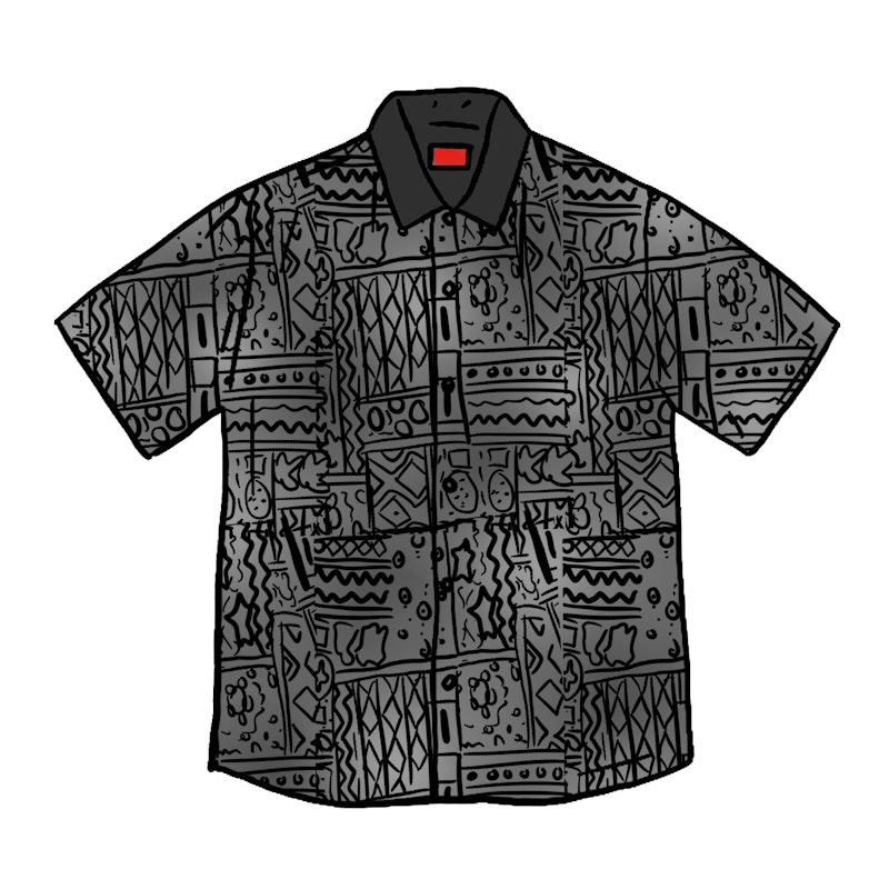 Supreme Patchwork Knit Zip Up Polo Zwart