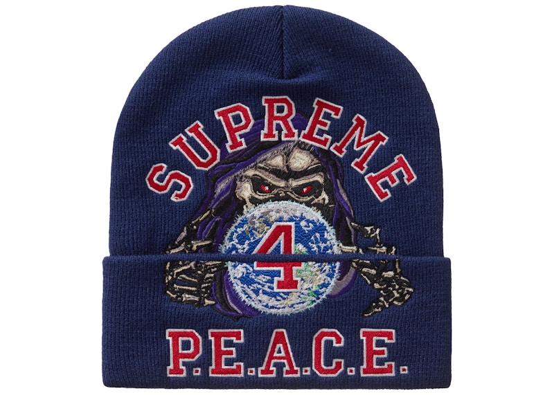 Supreme Peace Embroidered Beanie Blauw