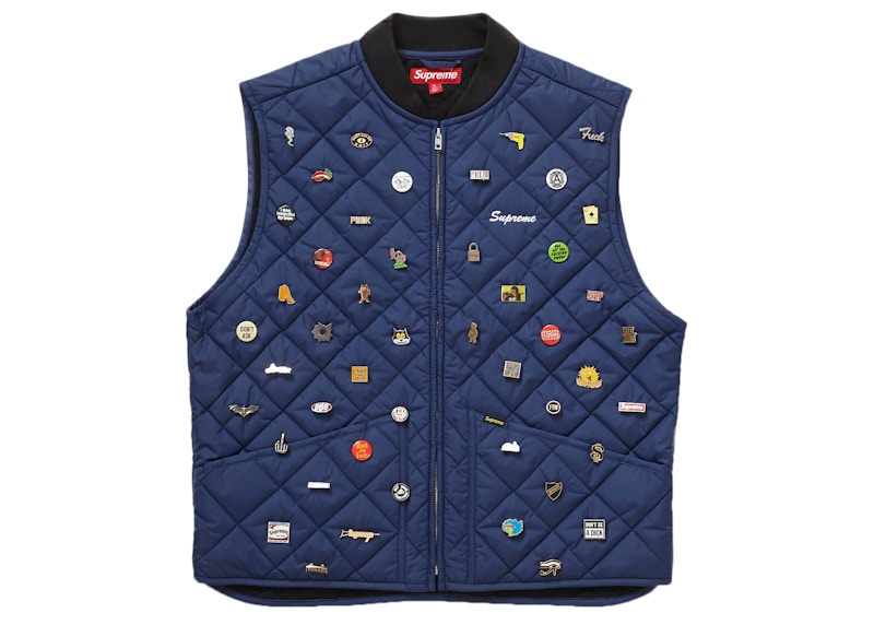 Supreme Pins Quilted Work Vest Blauw