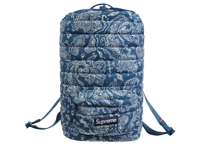 Supreme Puffer Backpack Paisley Blauw