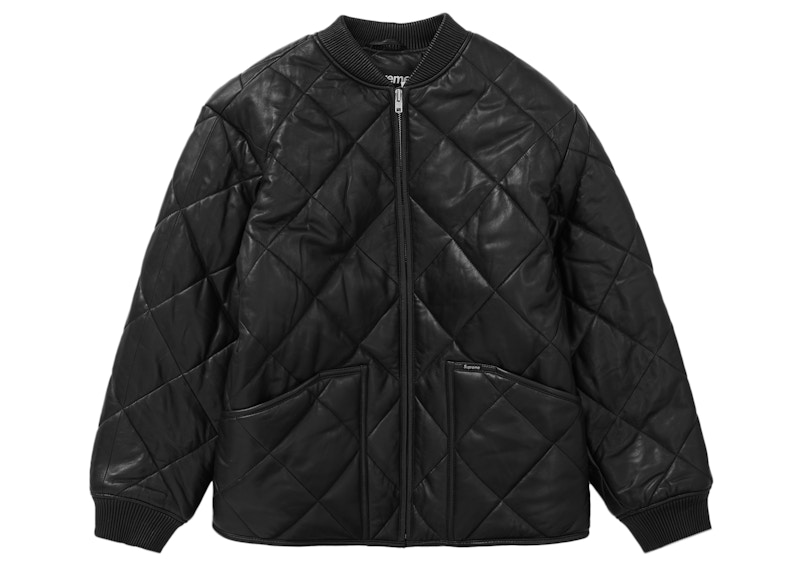 Supreme Quilted Leather Work Jacket Zwart