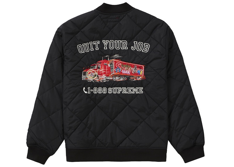 Supreme Quit Your Job Quilted Work Jacket Zwart