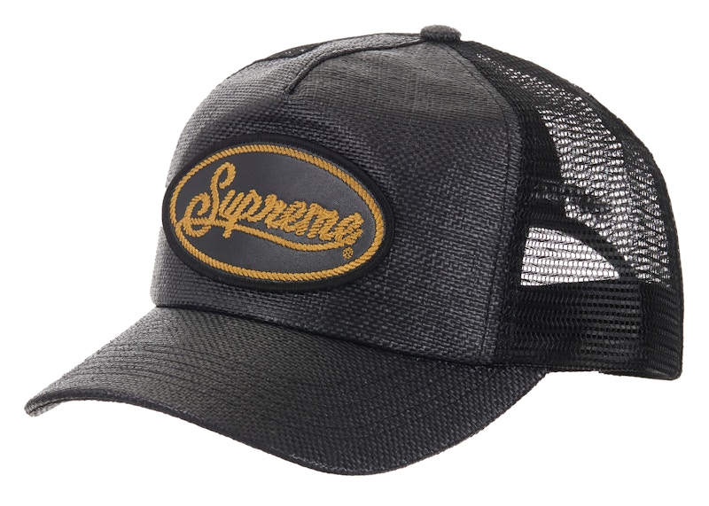 Supreme Raffia Mesh Back 5-Panel Hat Zwart