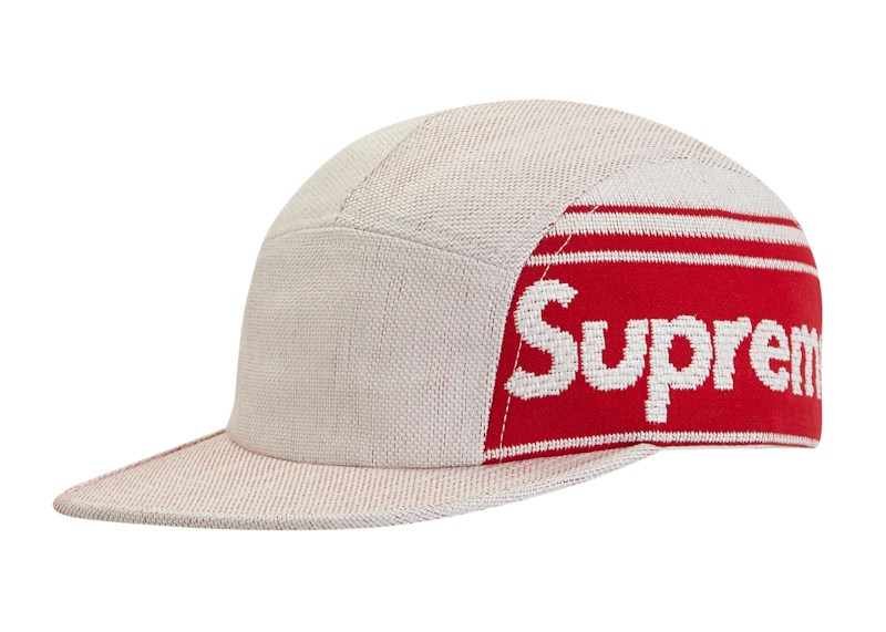 Supreme Raffia Woven Logo Camp Cap Wit