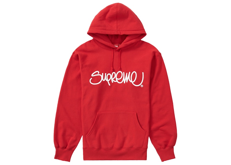 Supreme Raised Handstyle Hooded Sweatshirt Rood
