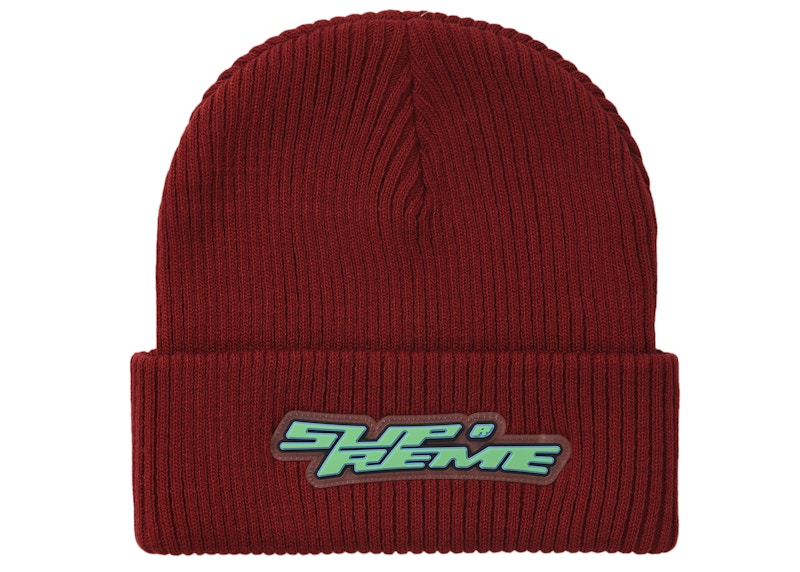Supreme Raised Logo Patch Beanie Rood