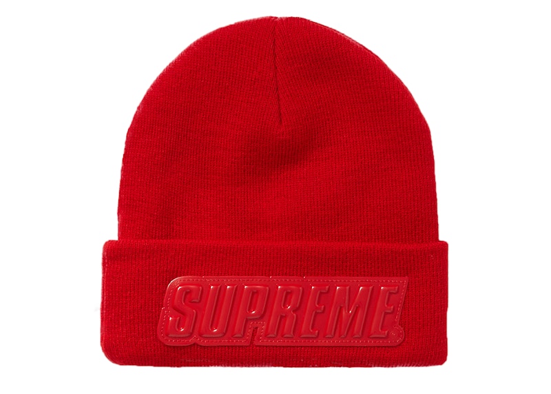 Supreme Raised Patent Logo Beanie Rood
