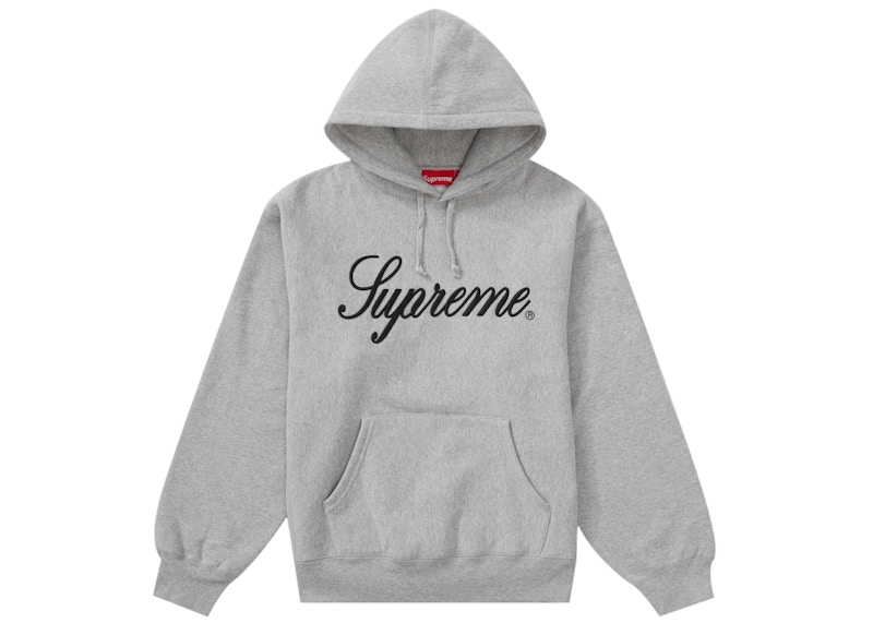 Supreme Raised Script Hooded Sweatshirt Heather Grijs
