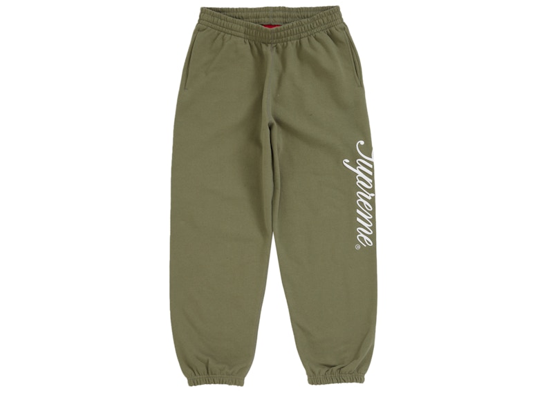 Supreme Raised Script Sweatpant Light Olijf
