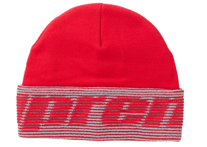 Supreme Reflective Jacquard Beanie Rood
