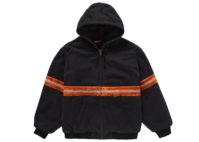 Supreme Reflective Stripe Hooded Work Jacket Zwart