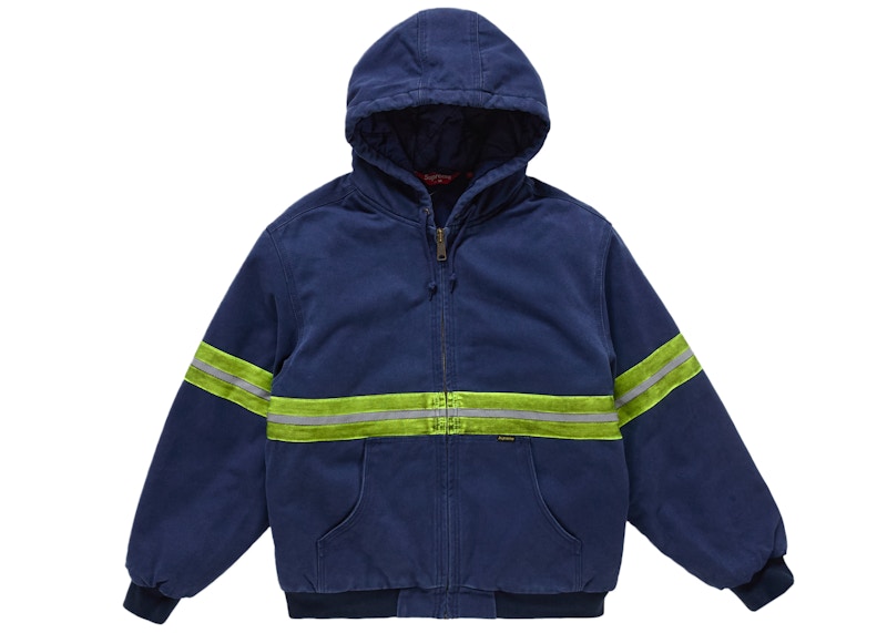 Supreme Reflective Stripe Hooded Work Jacket Blauw