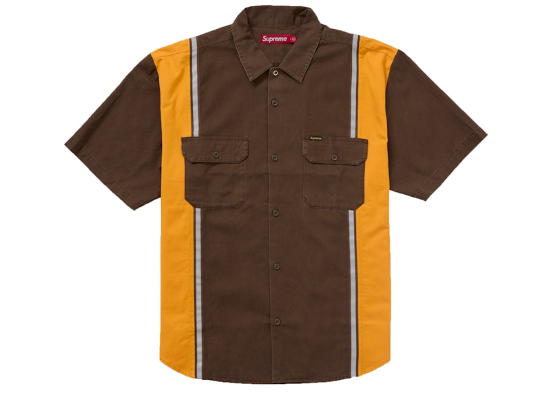 Supreme Reflective Stripe S/S Work Shirt Bruin