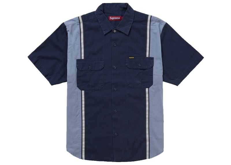 Supreme Reflective Stripe S/S Work Shirt Blauw