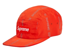 Supreme Reflective Text Camp Cap Oranje