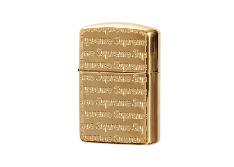 Supreme Repeat Engraved Zippo Goud