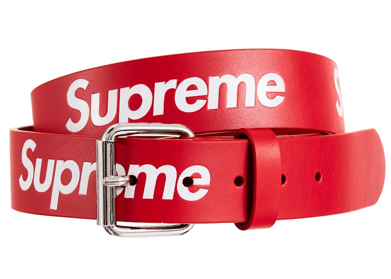 Supreme Repeat Leather Belt Rood