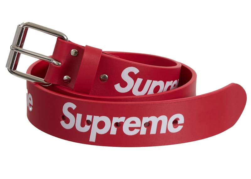 Supreme Repeat Leather Belt Rood