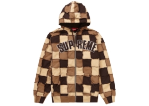 Supreme Reverse Patchwork Zip Up Hooded Sweatshirt Bruin