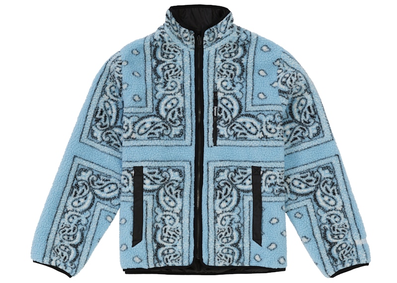 Supreme Reversible Bandana Fleece Jacket Light Blauw
