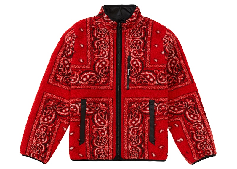Supreme Reversible Bandana Fleece Jacket Rood