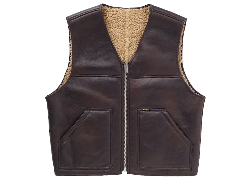 Supreme Reversible Faux Shearling Work Vest Bruin