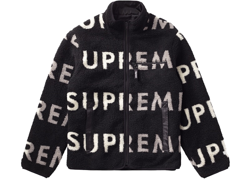 Supreme Reversible Logo Fleece Jacket Zwart