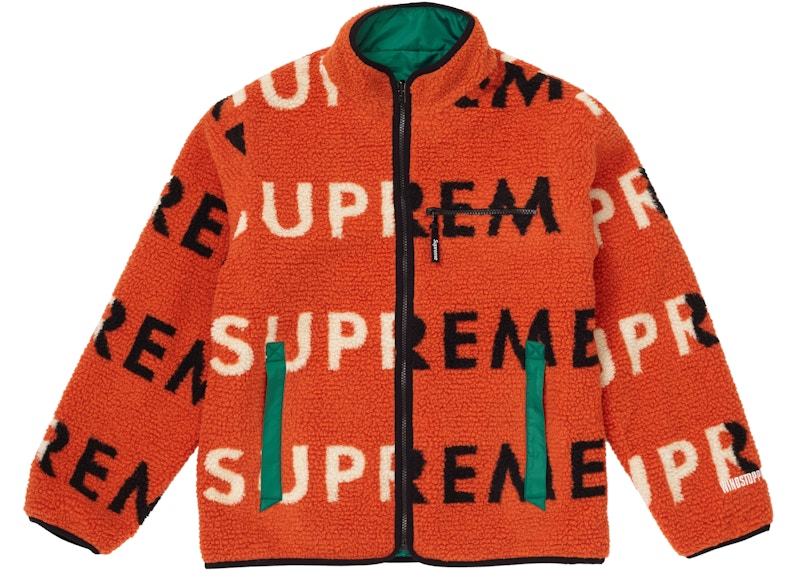 Supreme Reversible Logo Fleece Jacket Oranje