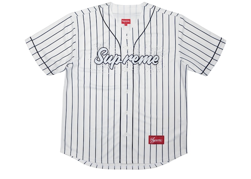 Supreme Rhinestone Baseball Jersey Pinstripe Pinstriped