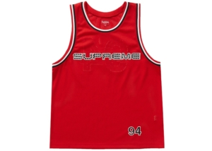 Supreme Rhinestone Basketball Jersey Rood