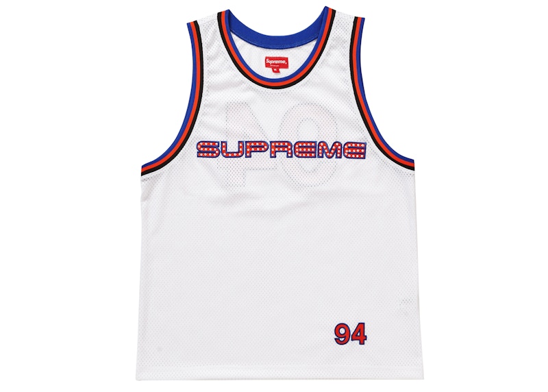 Supreme Rhinestone Basketball Jersey Wit