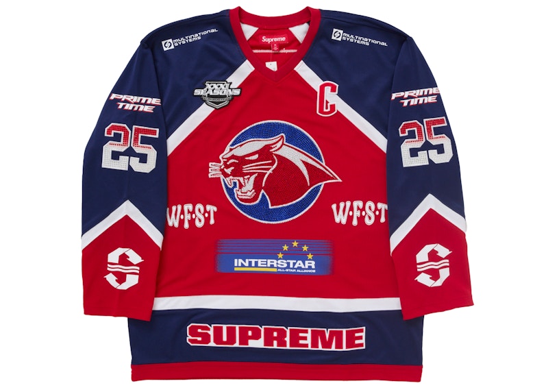 Supreme Rhinestone Hockey Jersey Rood