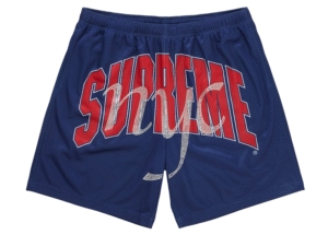 Supreme Rhinestone Mesh Short Blauw