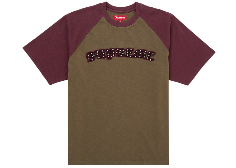 Supreme Rhinestone Raglan S/S Top Olijf