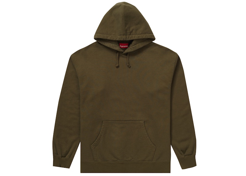 Supreme Rhinestone Script Hooded Sweatshirt Dark Olijf