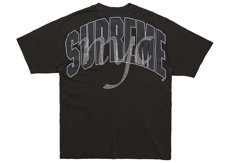 Supreme Rhinestone Script Top Zwart