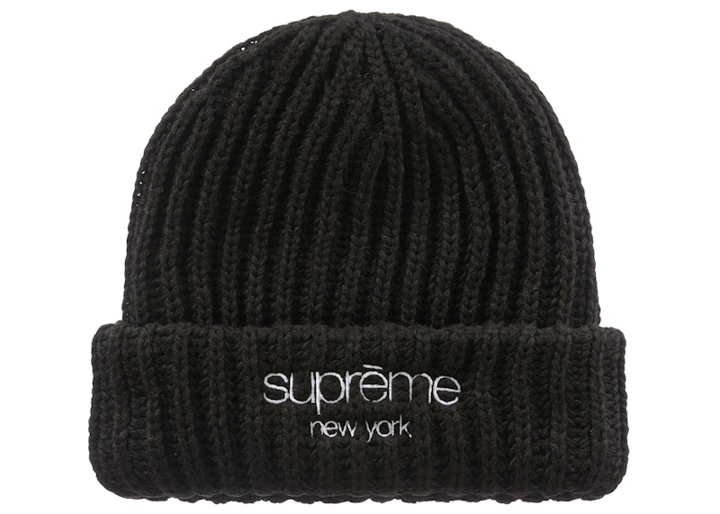 Supreme Ribbed Beanie Zwart