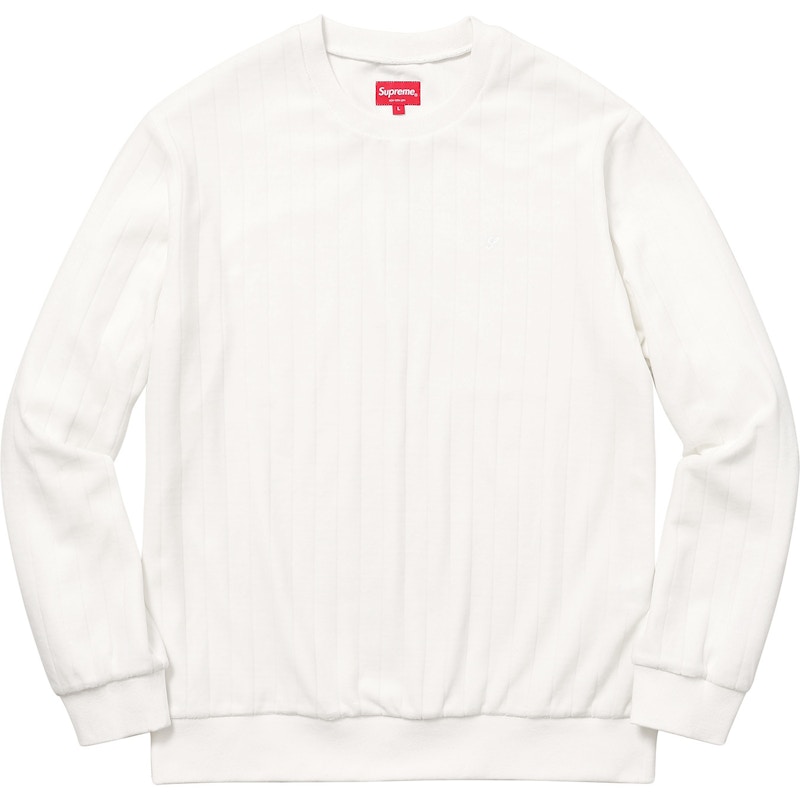 Supreme Ribbed Velour Crewneck Wit
