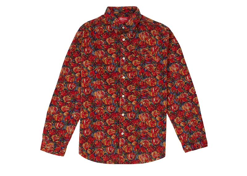 Supreme Roses Corduroy Shirt Rood