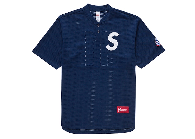 Supreme S Logo Baseball Henley Blauw