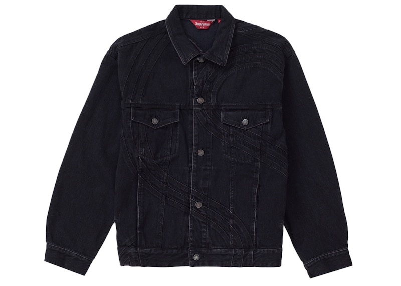 Supreme S Logo Trucker Jacket Washed Zwart