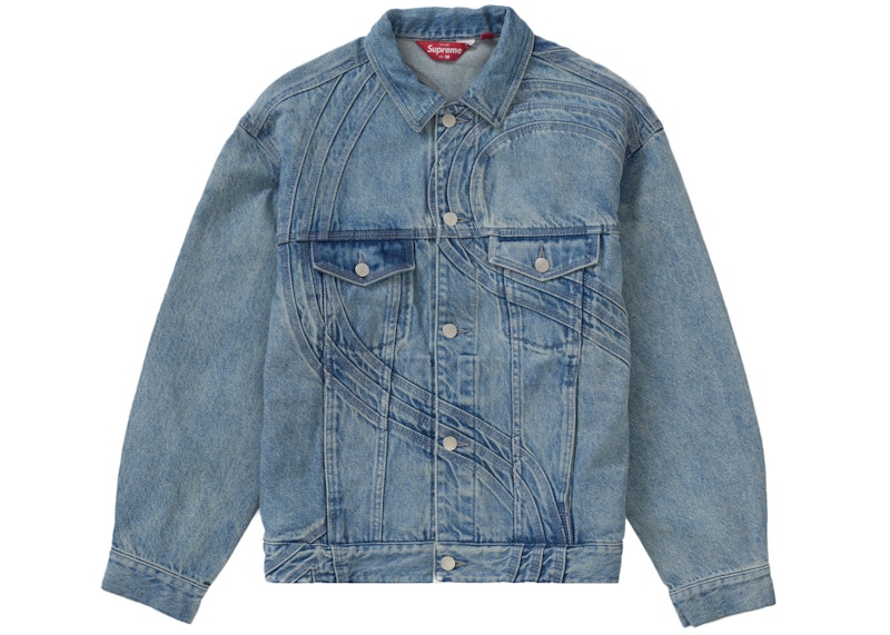 Supreme S Logo Trucker Jacket Washed Blauw