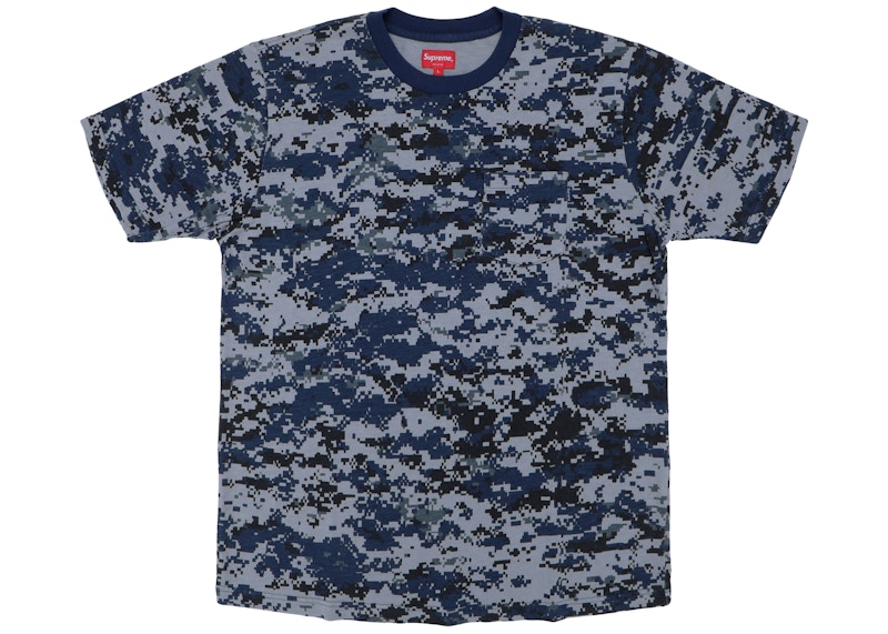 Supreme S/S Pocket Tee Digi Camo Marineblauw