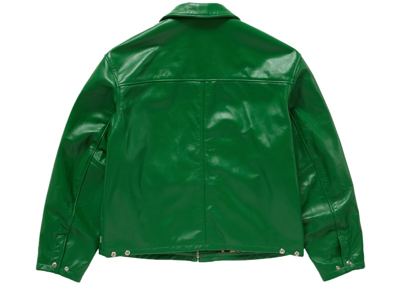 Supreme Schott Leather Racer Jacket Groen