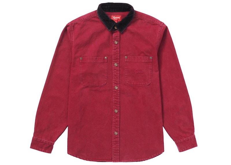 Supreme Script Canvas Snap Shirt Plum