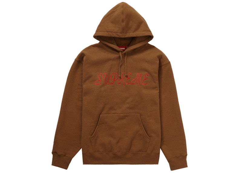 Supreme Script Hooded Sweatshirt Light Bruin