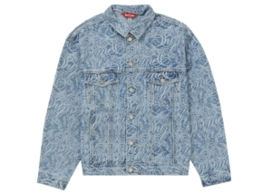 Supreme Script Jacquard Trucker Jacket Washed Blauw
