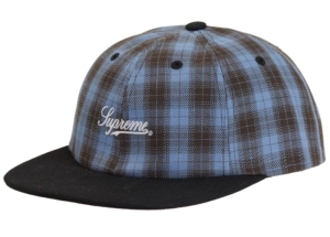 Supreme Script Logo 6 Panel SS24 Plaid Blauw
