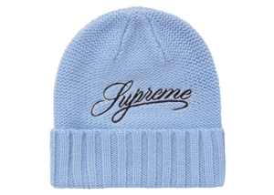 Supreme Script Logo Beanie Light Blauw
